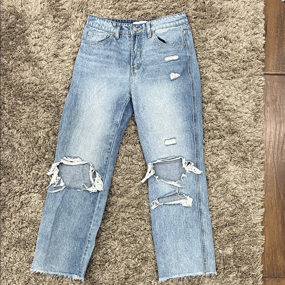 Flying Monkey Light Blue Distressed Boyfriend Jeans